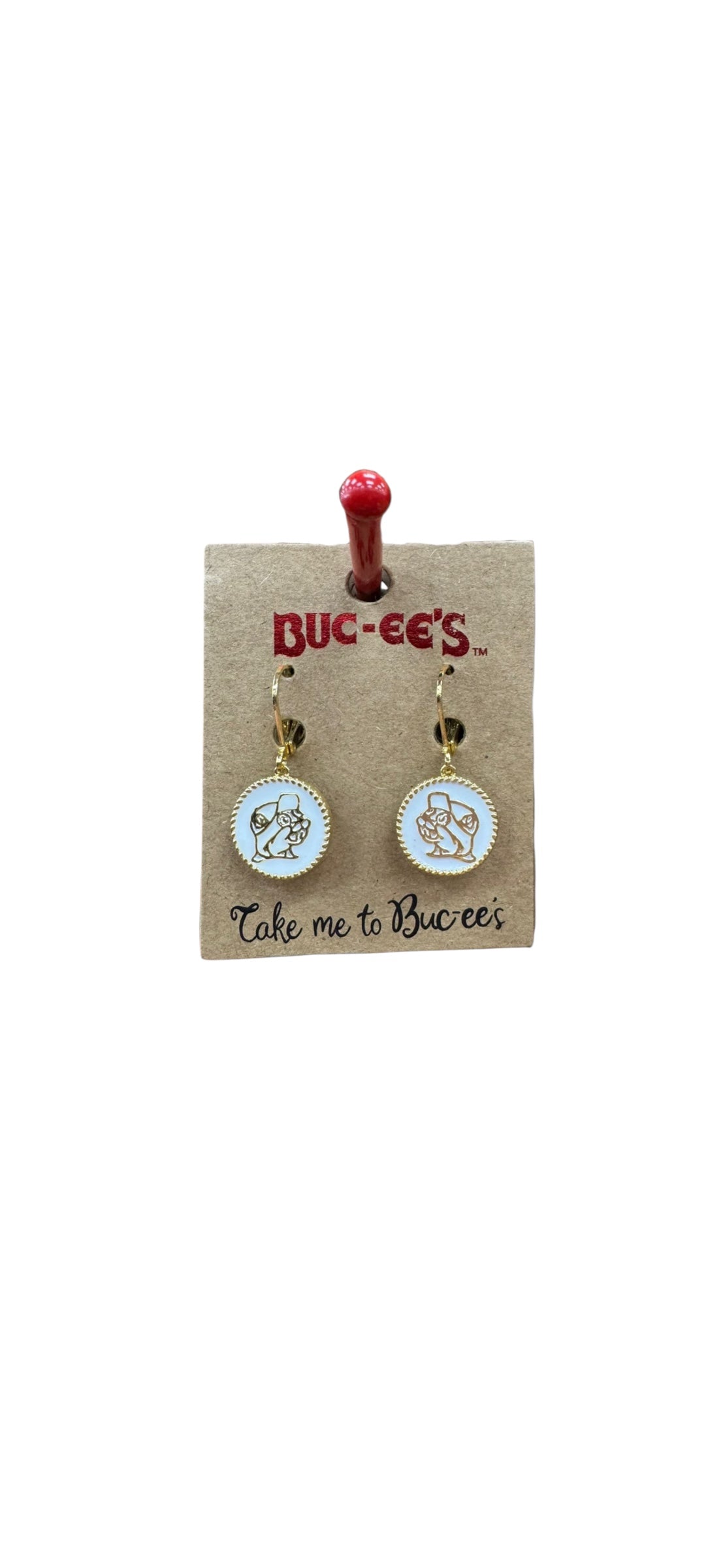 Buc-ee's Logo Earrings, Drop and Post