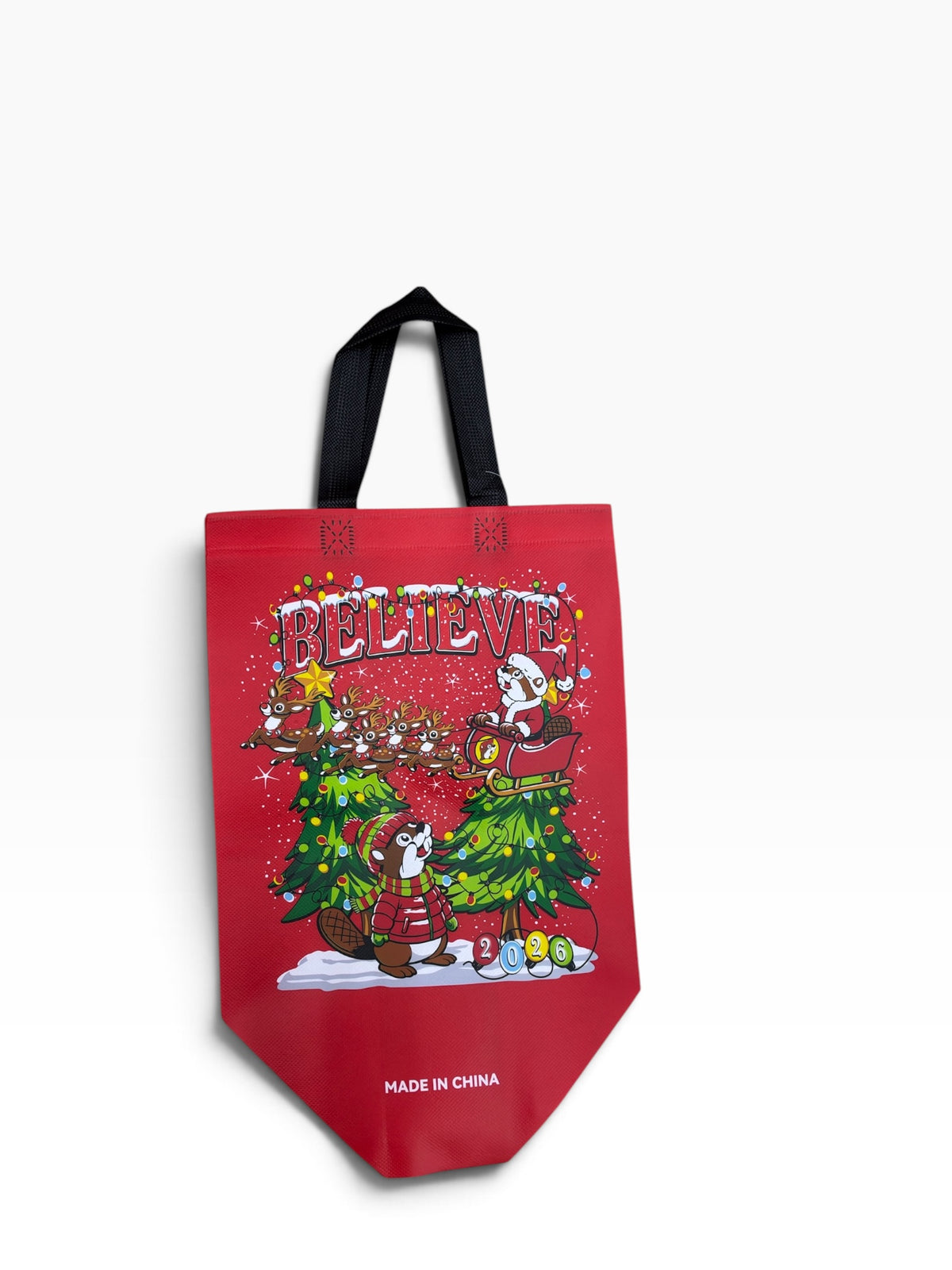 Buc-ee’s Christmas Gift Tote Bag – Pink Holiday Tree or Red Believe 2026