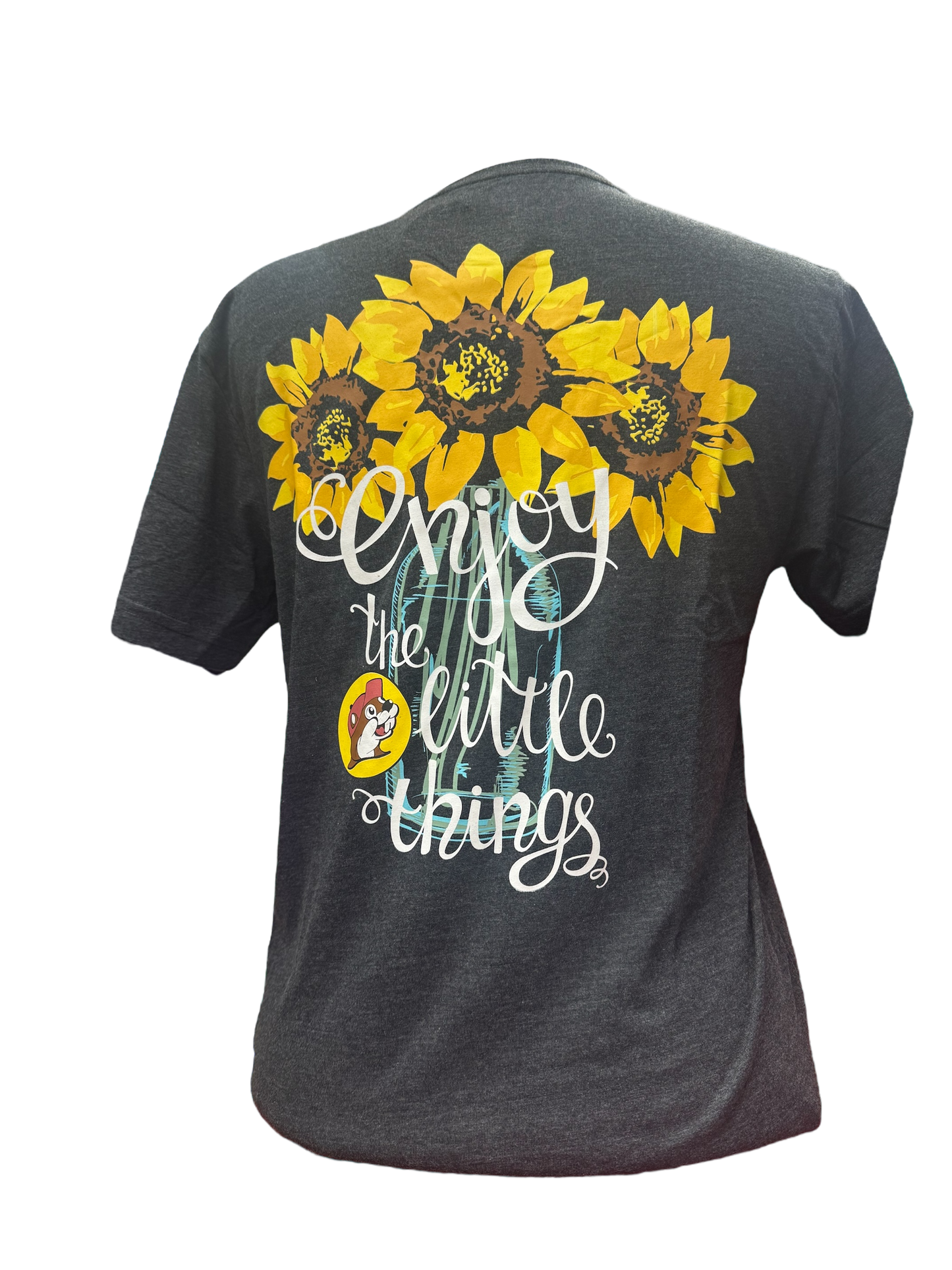 Buc-ee’s “Enjoy the Little Things” Sunflower Grey Tshirt
