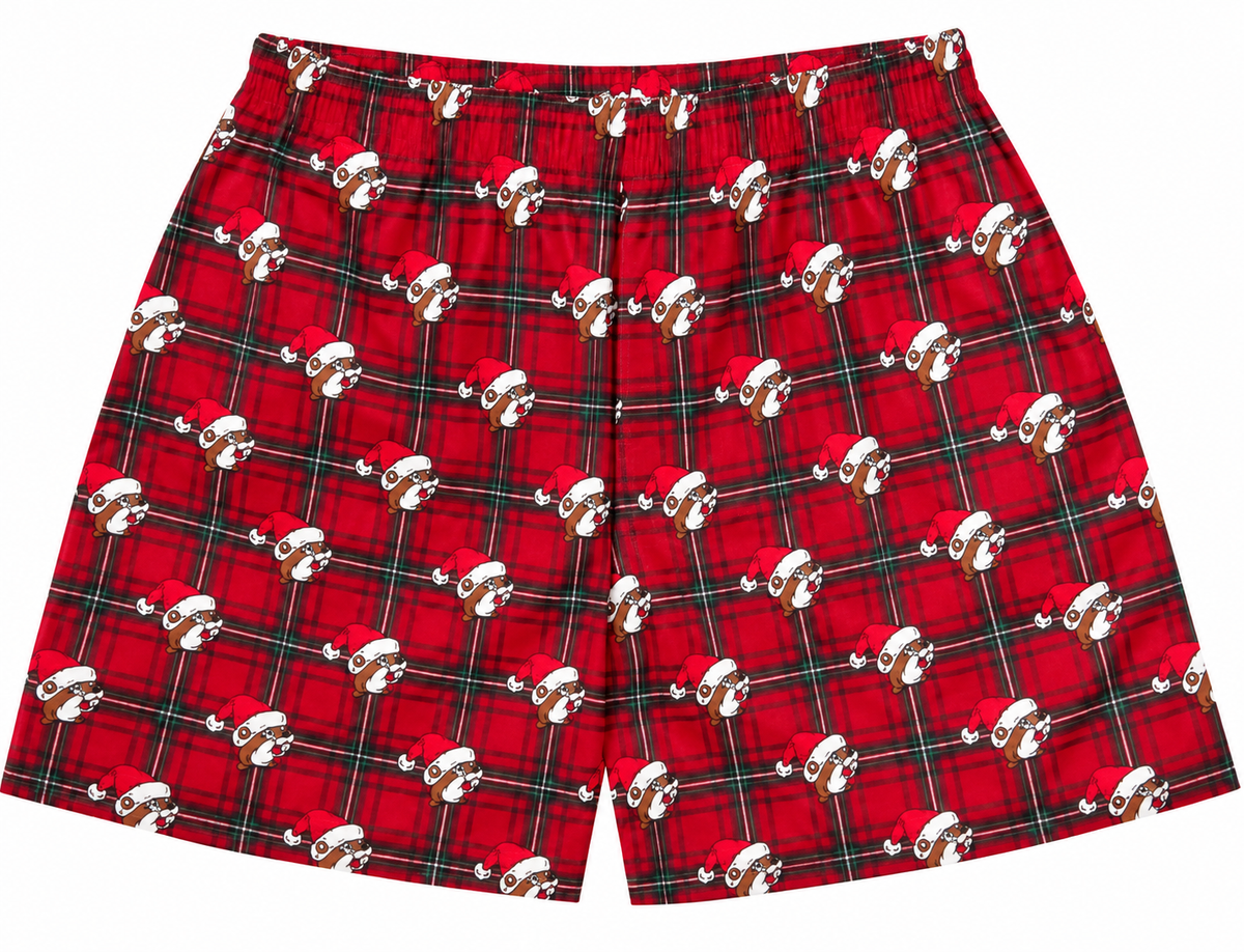 Buc-ee’s Santa Beaver Red Plaid Christmas Shorts