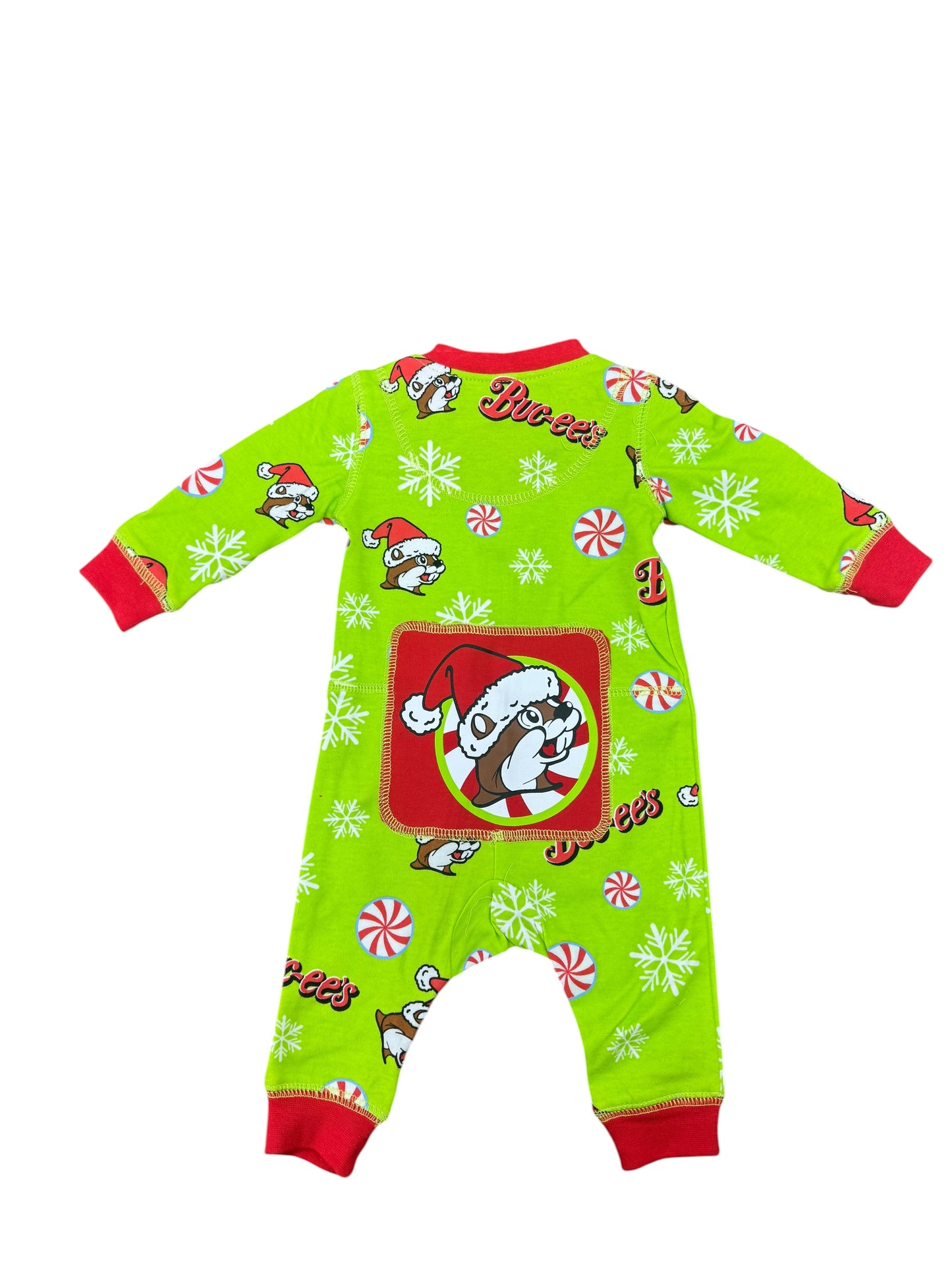 Buc-ee’s Christmas Pajama Onesie – Green Holiday Print 2025