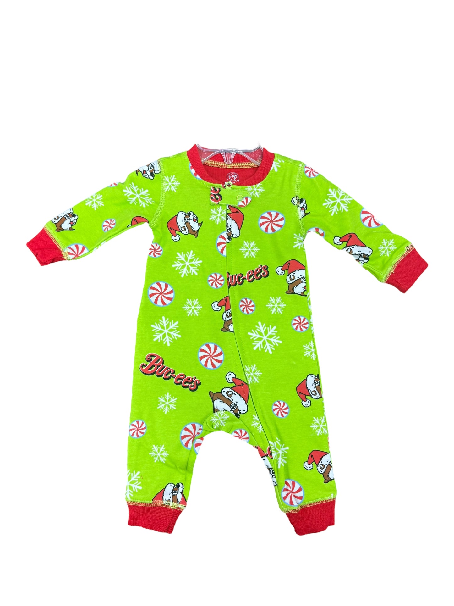 Buc-ee’s Christmas Pajama Onesie – Green Holiday Print 2025