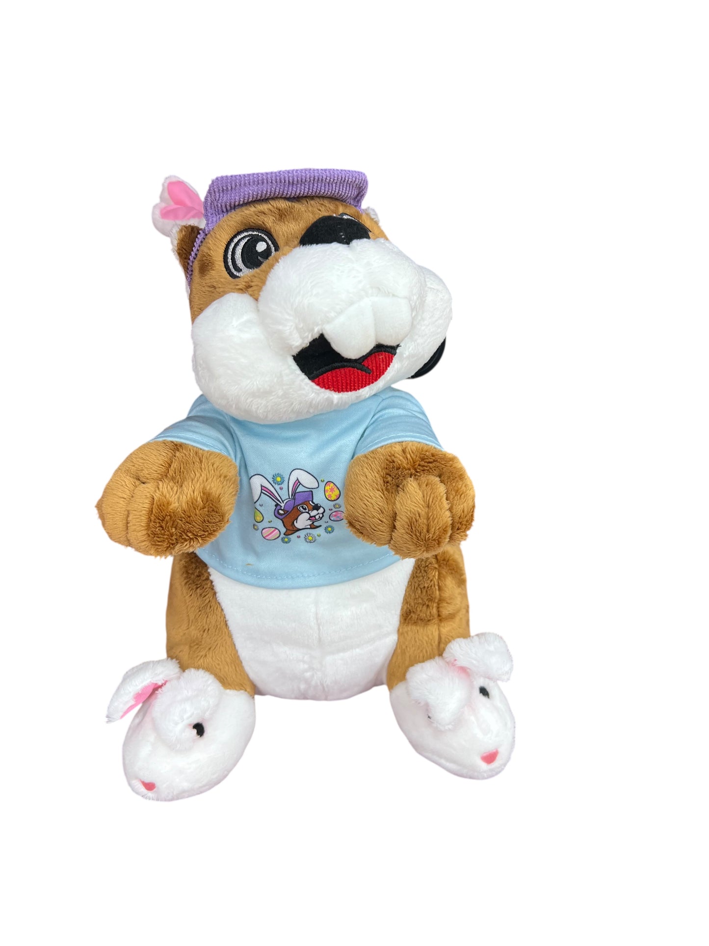 Buc-ee’s Easter Plush Beaver – Bunny Slippers & Purple Headband