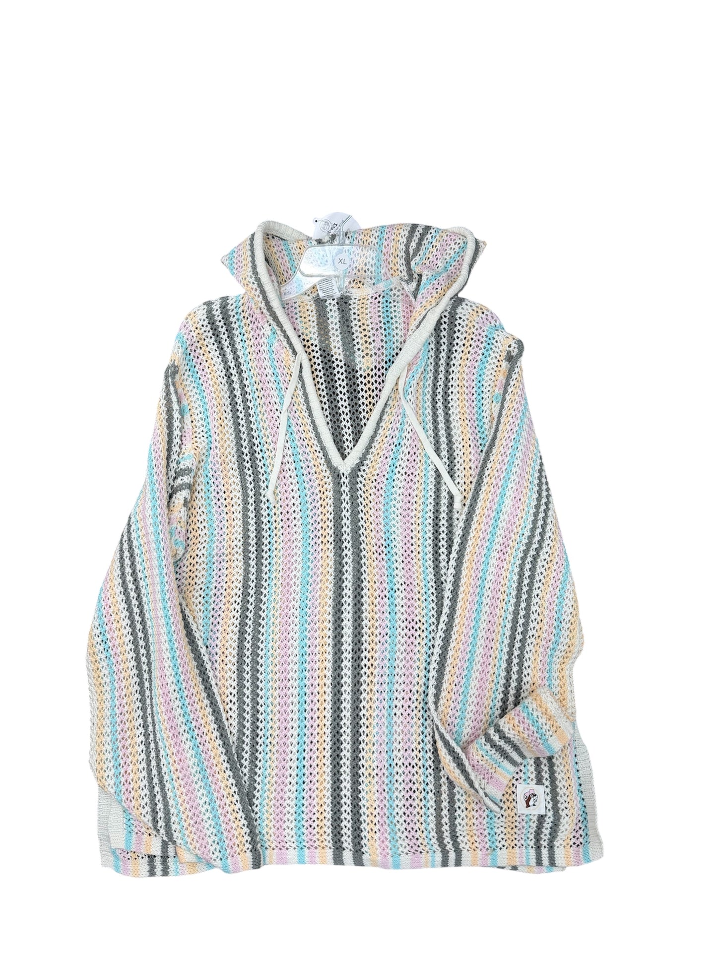 Buc-ee’s Pastel Striped Baja Hoodie – Lightweight Knit Pullover