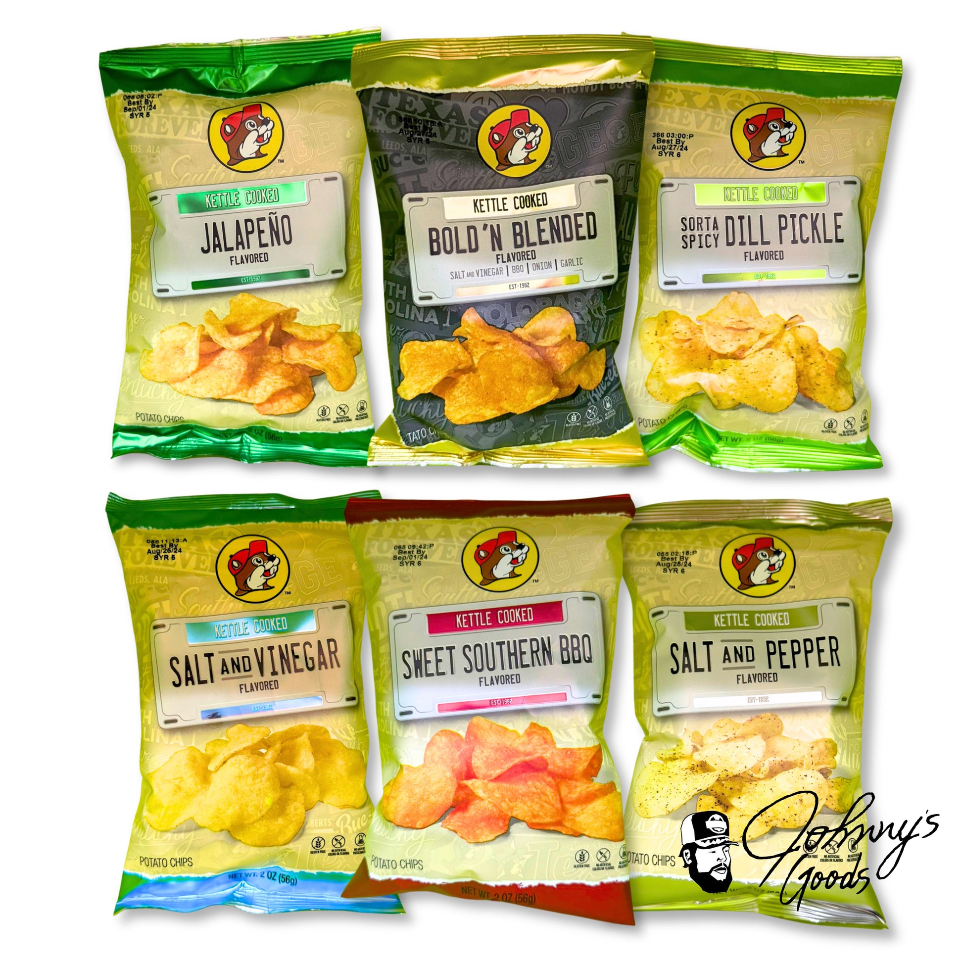 Buc-ee’s Kettle Cooked Chips, Kettle Cooked Potato Chips, Flavored Kettle Chips, Crunchy Potato Chips, Buc-ee’s Snack Chips