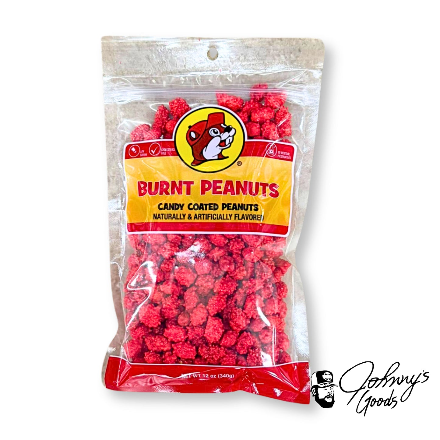Buc-ee's burnt peanuts, candy-coated peanuts, roasted peanuts with candy shell, Buc-ee's classic candy, old-fashioned burnt peanuts