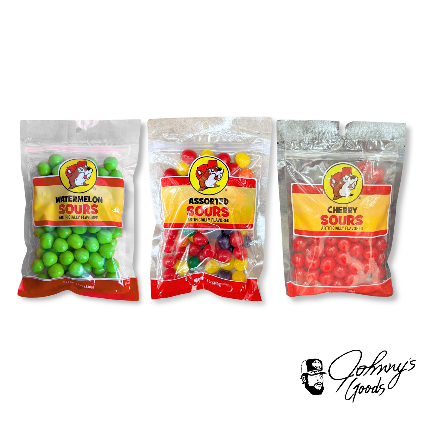 Buc-ee’s Fruit Sours, Cherry Sours Candy, Watermelon Sours Candy, Assorted Sours Candy, Tangy Fruit Candy