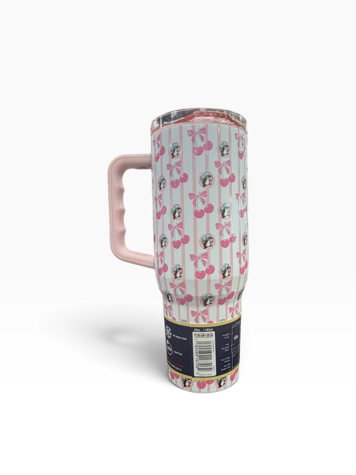 Buc-ee’s Pink Cherry & Bow 40 oz. Handle Tumbler