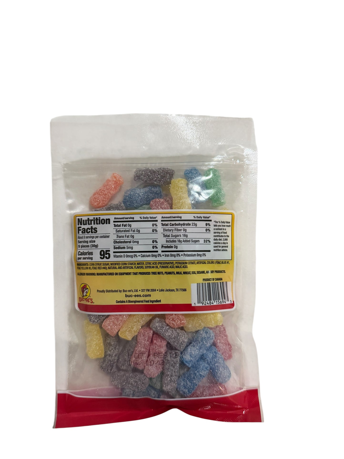 Buc-ee’s Original Sour Crew Gummies Candy – 8 oz Resealable Bag