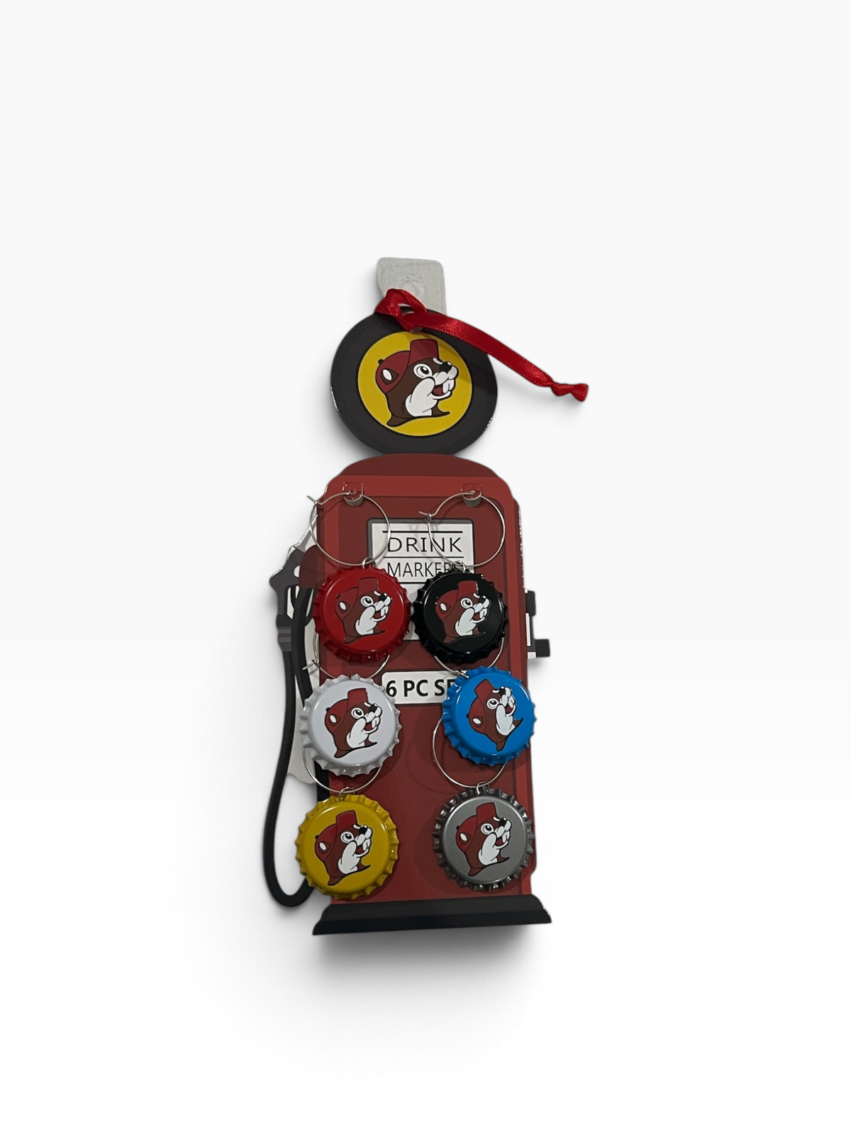 Buc-ee’s Beaver Bottle Cap Drink Markers – 6-Piece Set