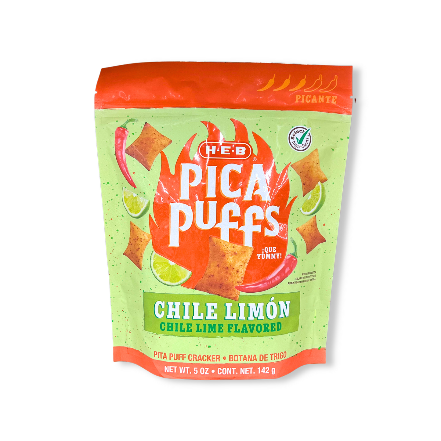 HEB Pica Puffs Crackers Chile Limón snacks treats