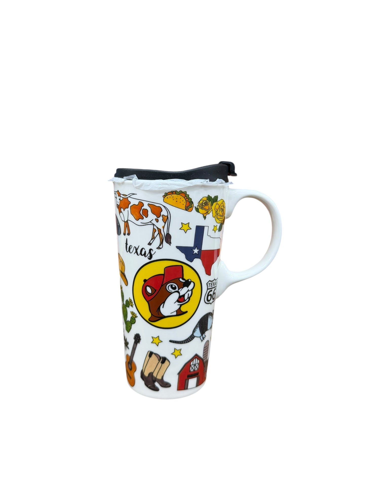 Buc-ee’s Texas Icons Ceramic Travel Mug with Lid
