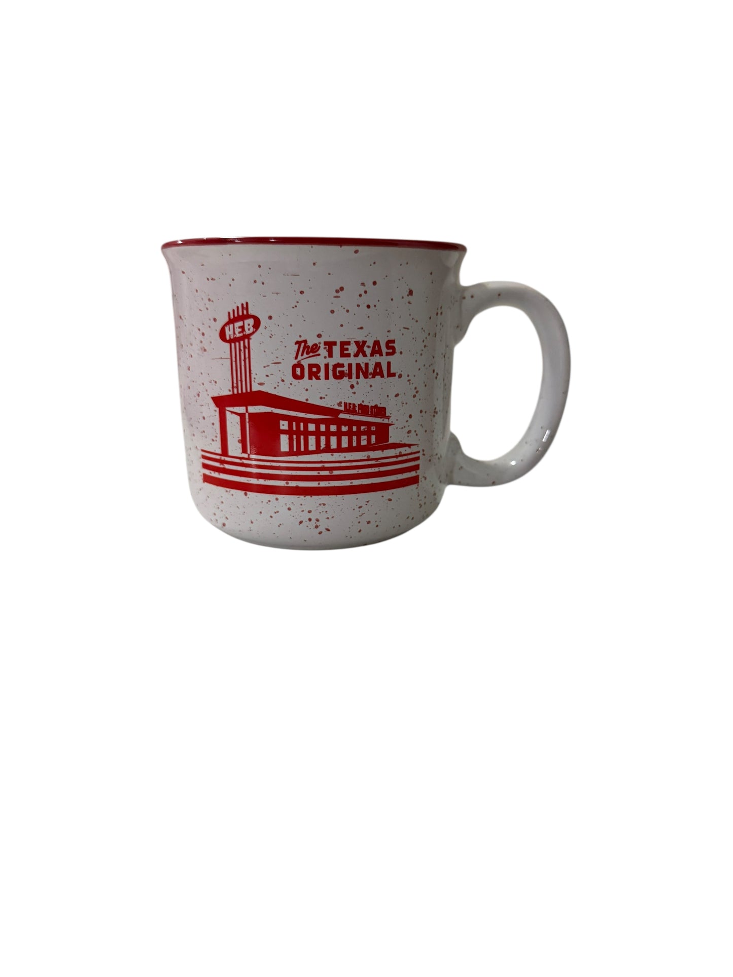 Texas Original H-E-B Ceramic Campfire Mug – Speckled Red & White Coffee Cup