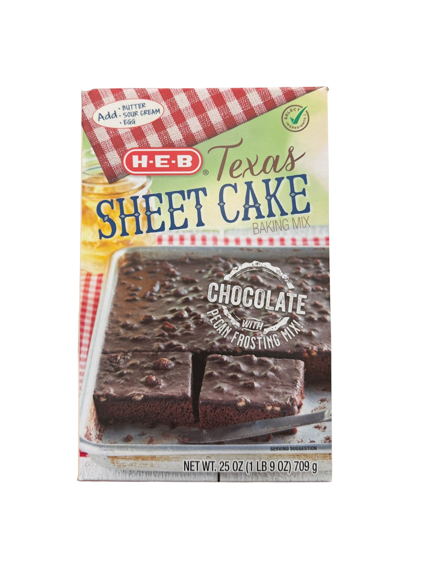 H-E-B Texas Sheet Cake Baking Mix – Chocolate with Pecan Frosting Mix (25 oz)