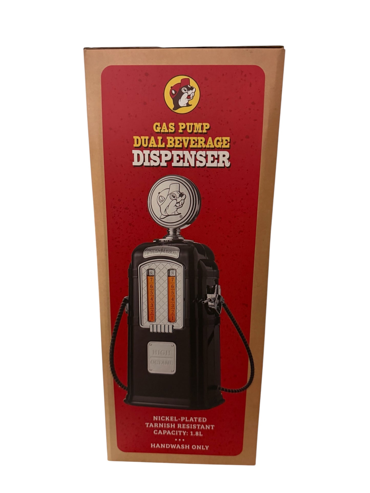 Buc-ee’s Gas Pump Dual Beverage Dispenser – 1.8L Retro Drink Dispenser