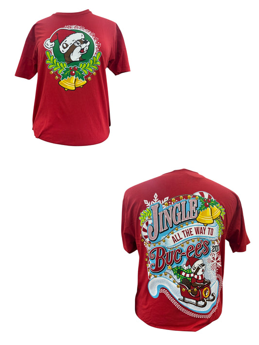 Buc-ee’s “Jingle All the Way” Christmas Graphic T-Shirt – Red (Unisex)