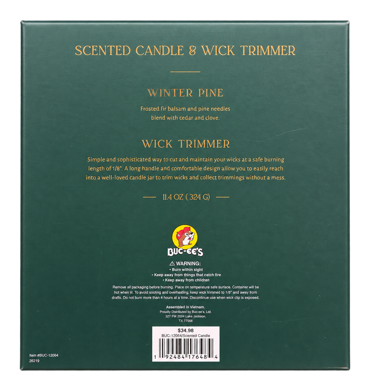 Buc-ee’s Winter Pine Scented Candle & Wick Trimmer Gift Set – 11.4 oz