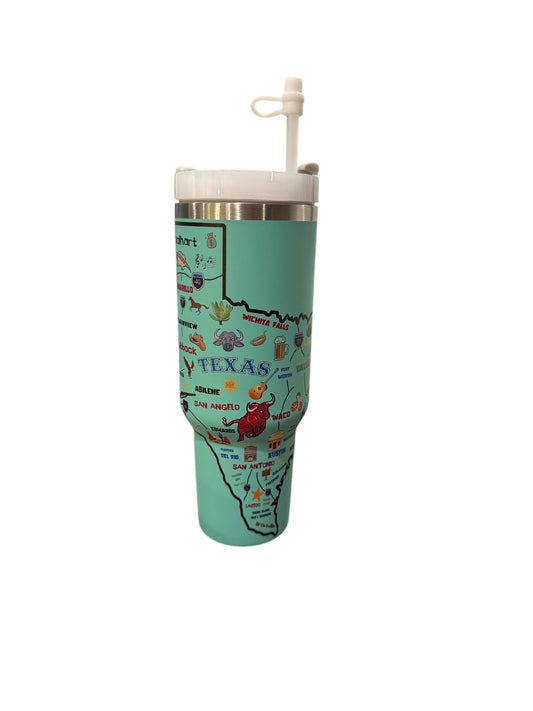 TEXAS Tumbler 40 Oz with Handle and Straw