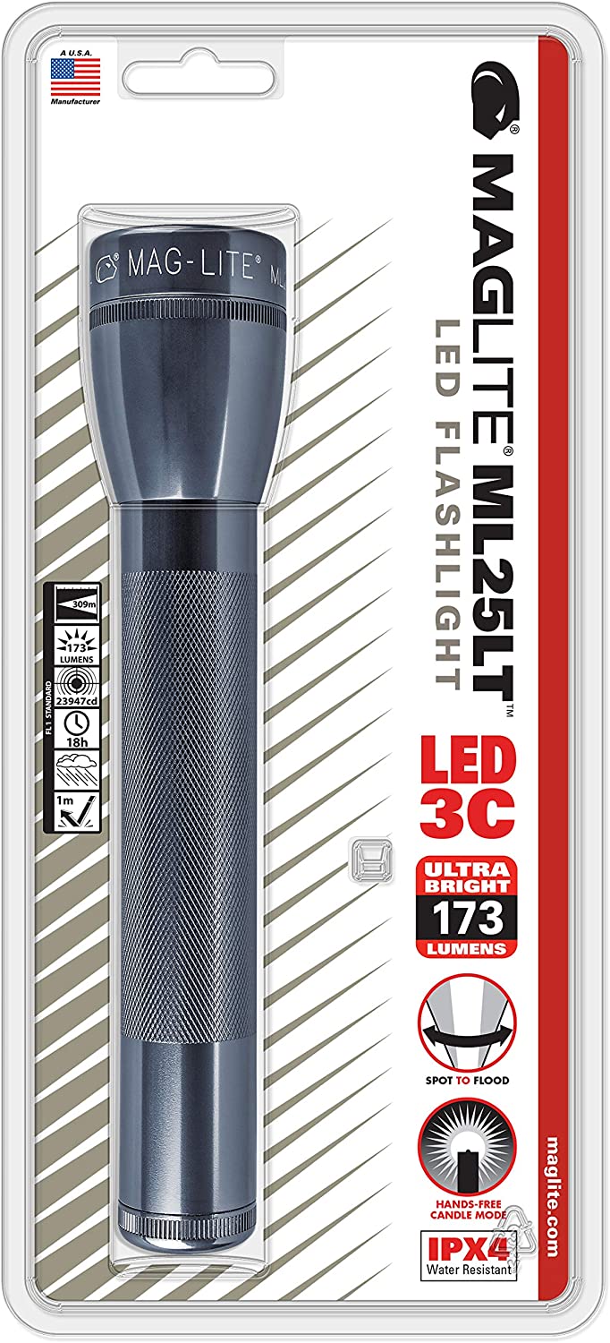 3 cell rechargeable flashlight Maglite ML25LT 3-Cell C Gray LED Flashlight