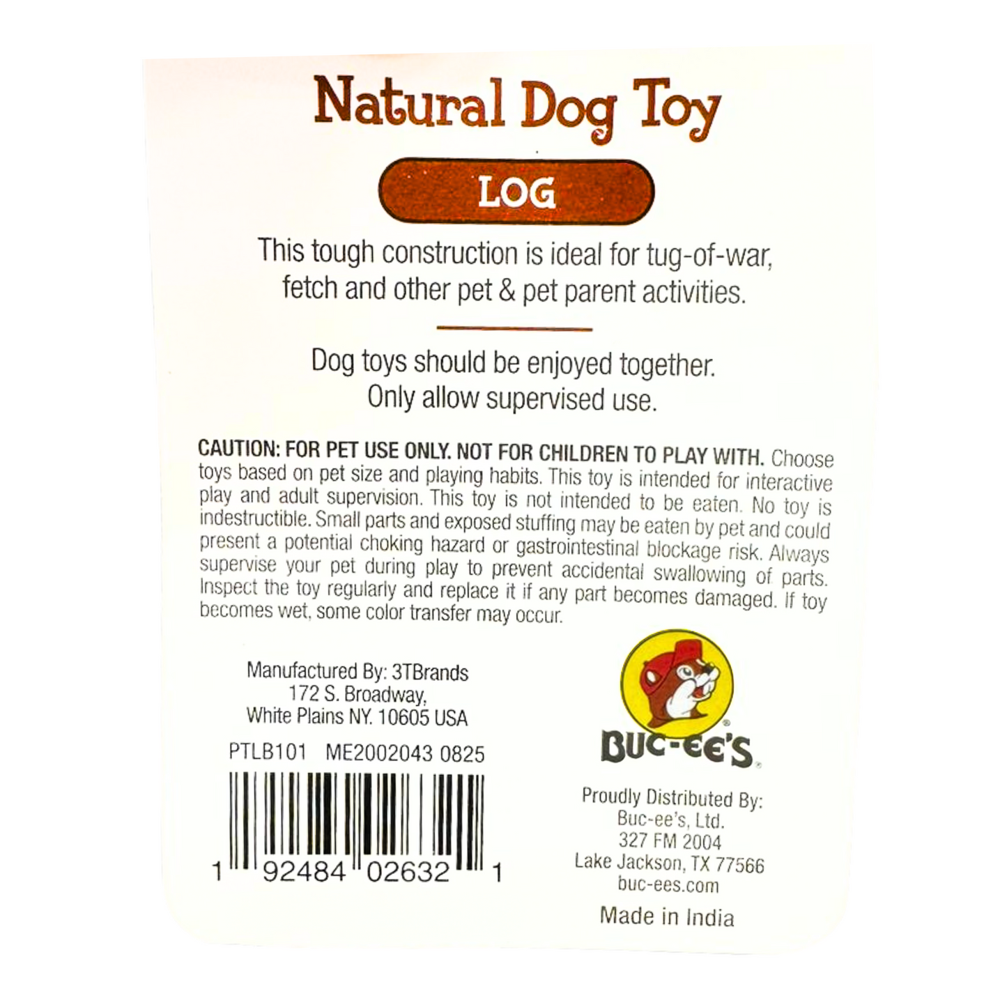 Buc-ee's Natural Dog Toy Log buc ees buc ee's bucees buccees buc-ees