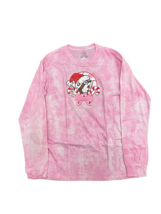 Buc-ee’s Pink Candy Cane Holiday Lounge Set – Long Sleeve & Pants