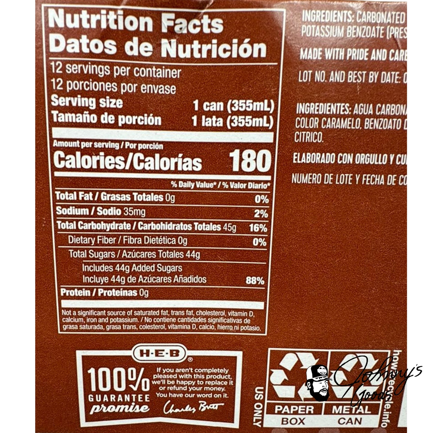 Heb soda can 12 pack sugar cola sweet rootbeer soda flavor