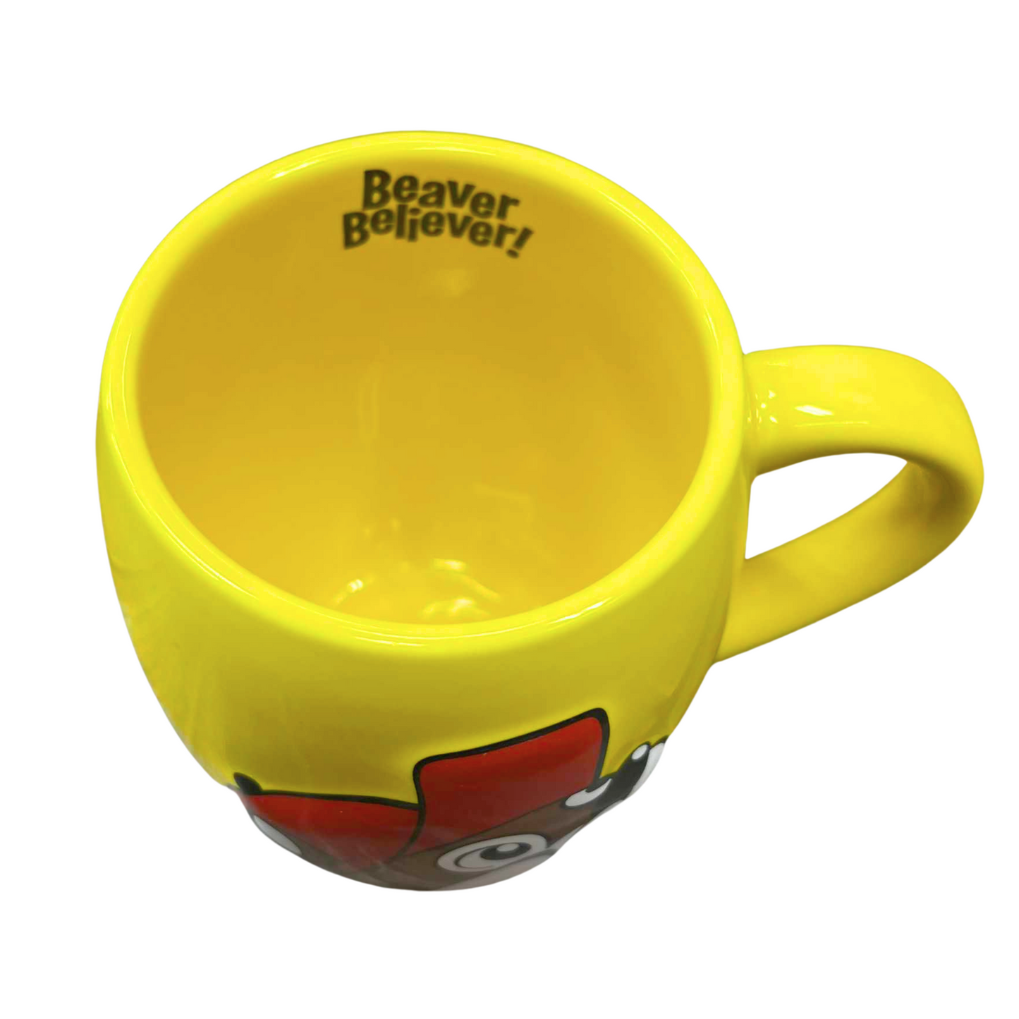 Buc-ee’s branded yellow coffee mug with beaver logo, Best collectible Buc-ee’s ceramic mug for coffee lovers, Buc-ee’s official travel center coffee and tea mug, Yellow ceramic beaver believer mug for gifts, Fun and iconic Buc-ee’s mug for collectors