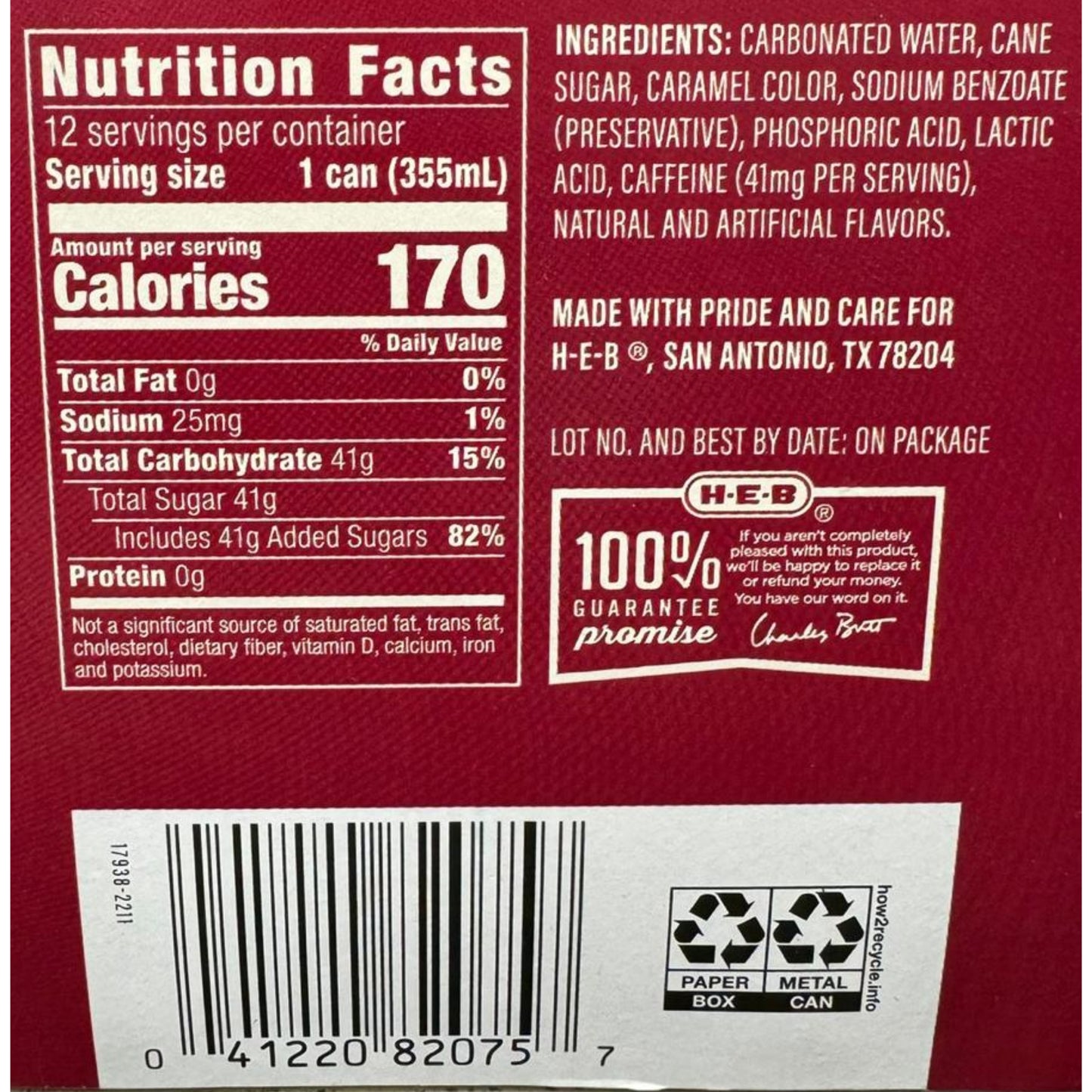 Heb soda can 12 pack flavors pure cane sugar cola sweet dr b soda texas flavor