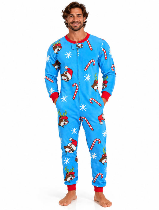 Buc-ee’s Blue Christmas One-Piece Pajamas – Adult, Youth & Infant