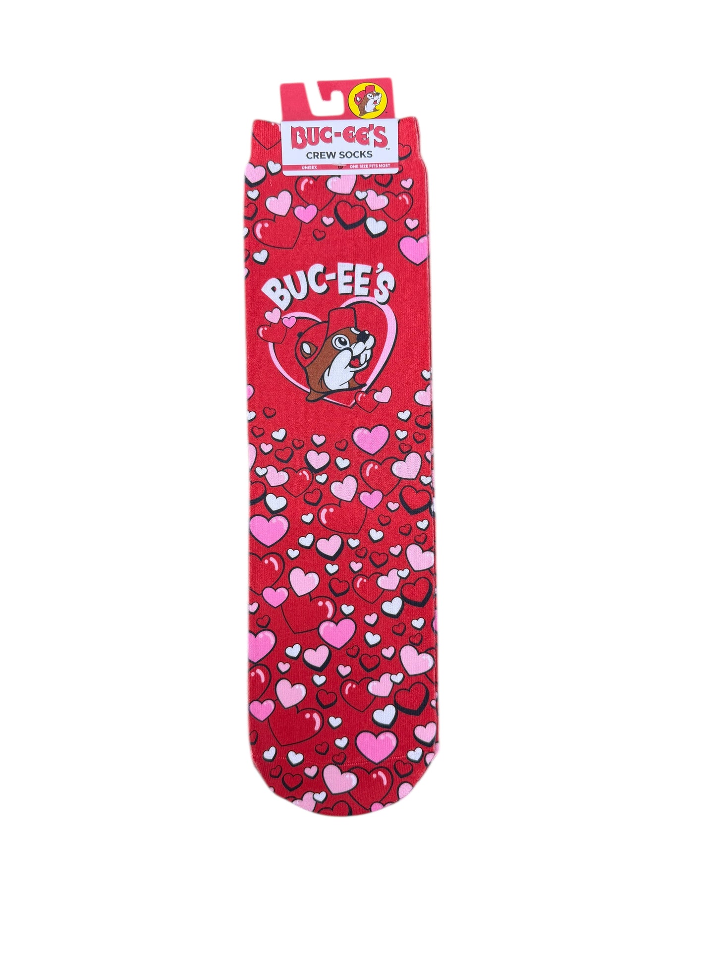 Buc-ee’s Valentine No-Show Socks – Hearts & Candy Design (Unisex)