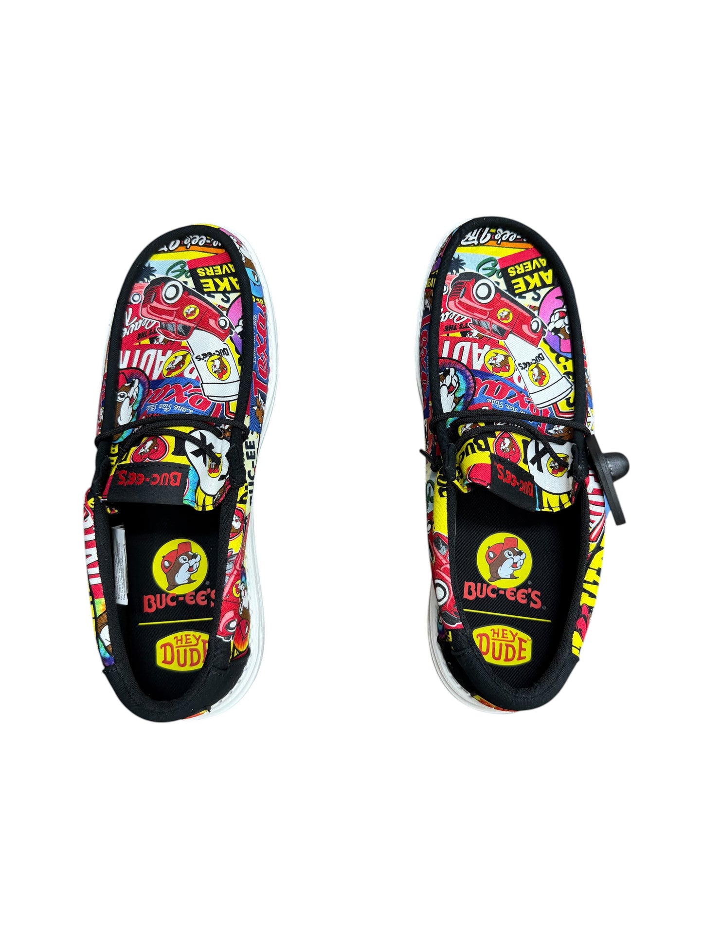 Buc-ee’s Texas Collage Hey Dude-Style Shoes – Colorful Graphic Casual Slip-On Shoes