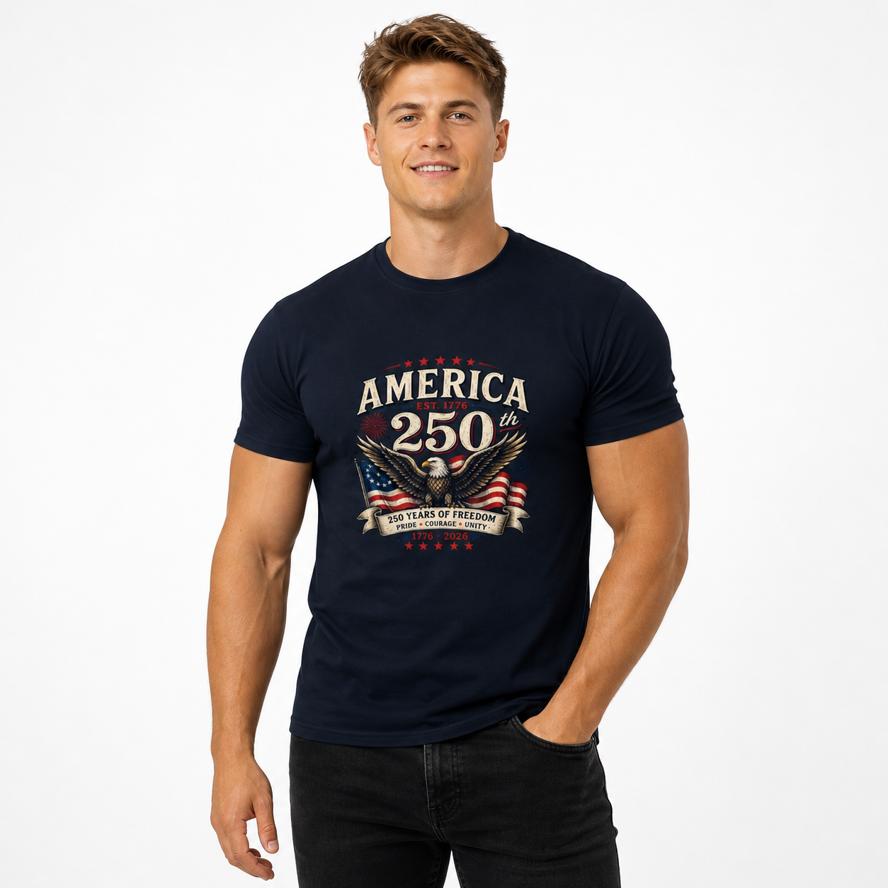 America 250th Anniversary T-Shirt – Patriotic 1776–2026 Vintage Eagle Graphic Tee, 250 Years of Freedom Shirt