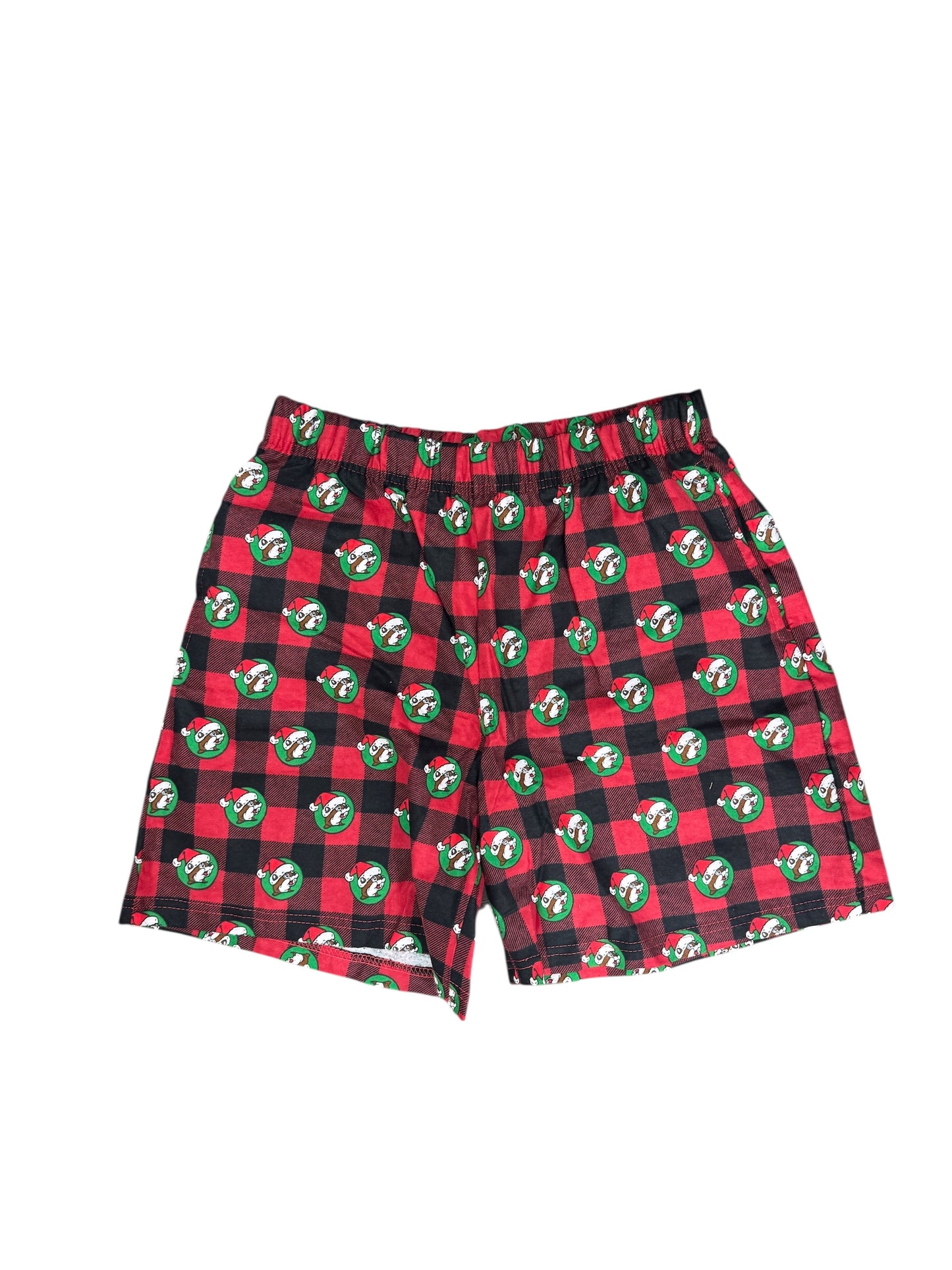 Buc-ee’s Plaid Christmas Lounge Shorts – Festive Elastic Waist Holiday Pajama Bottoms