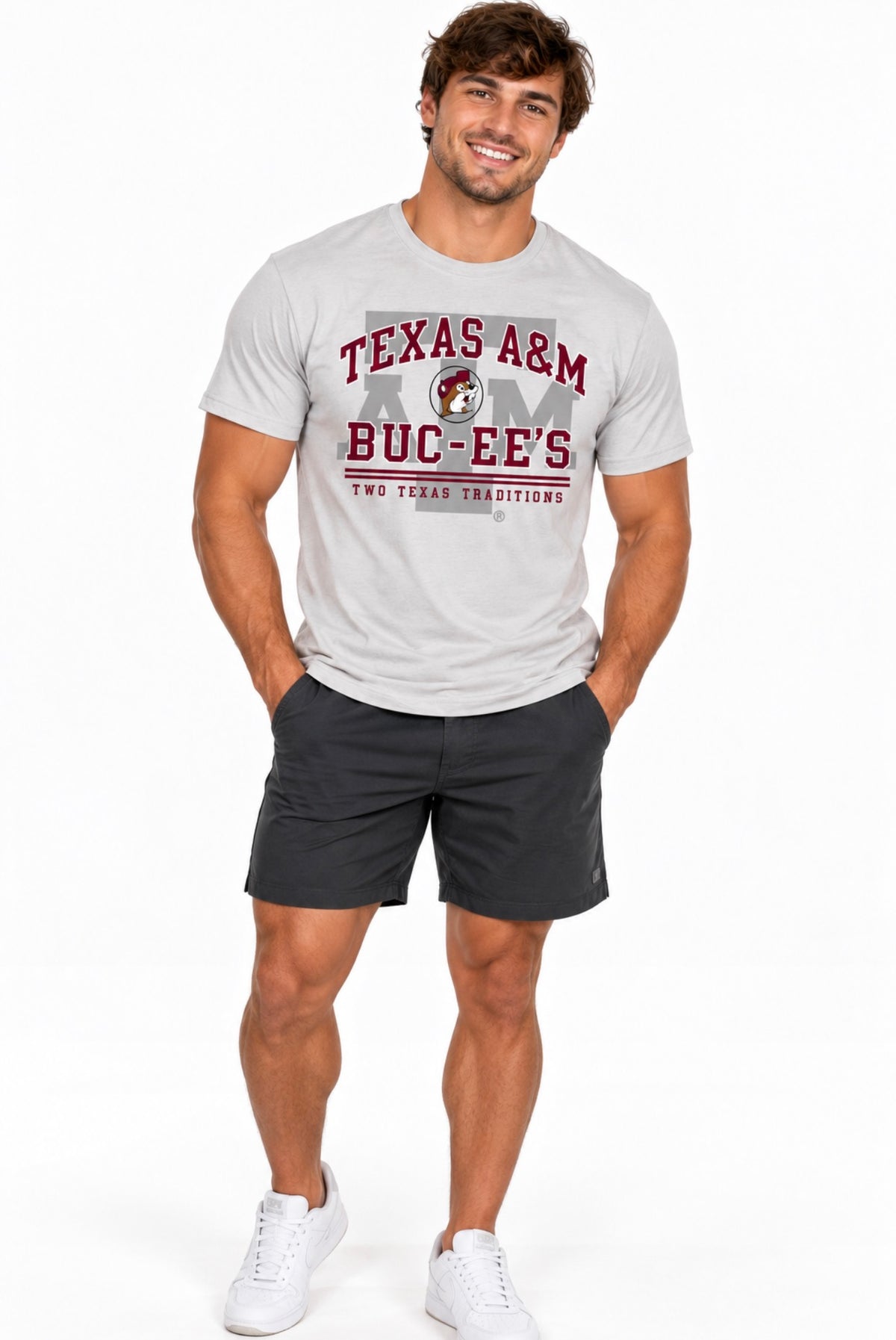 Texas A&M x Buc-ee’s “Two Texas Traditions” T-Shirt – Light Gray