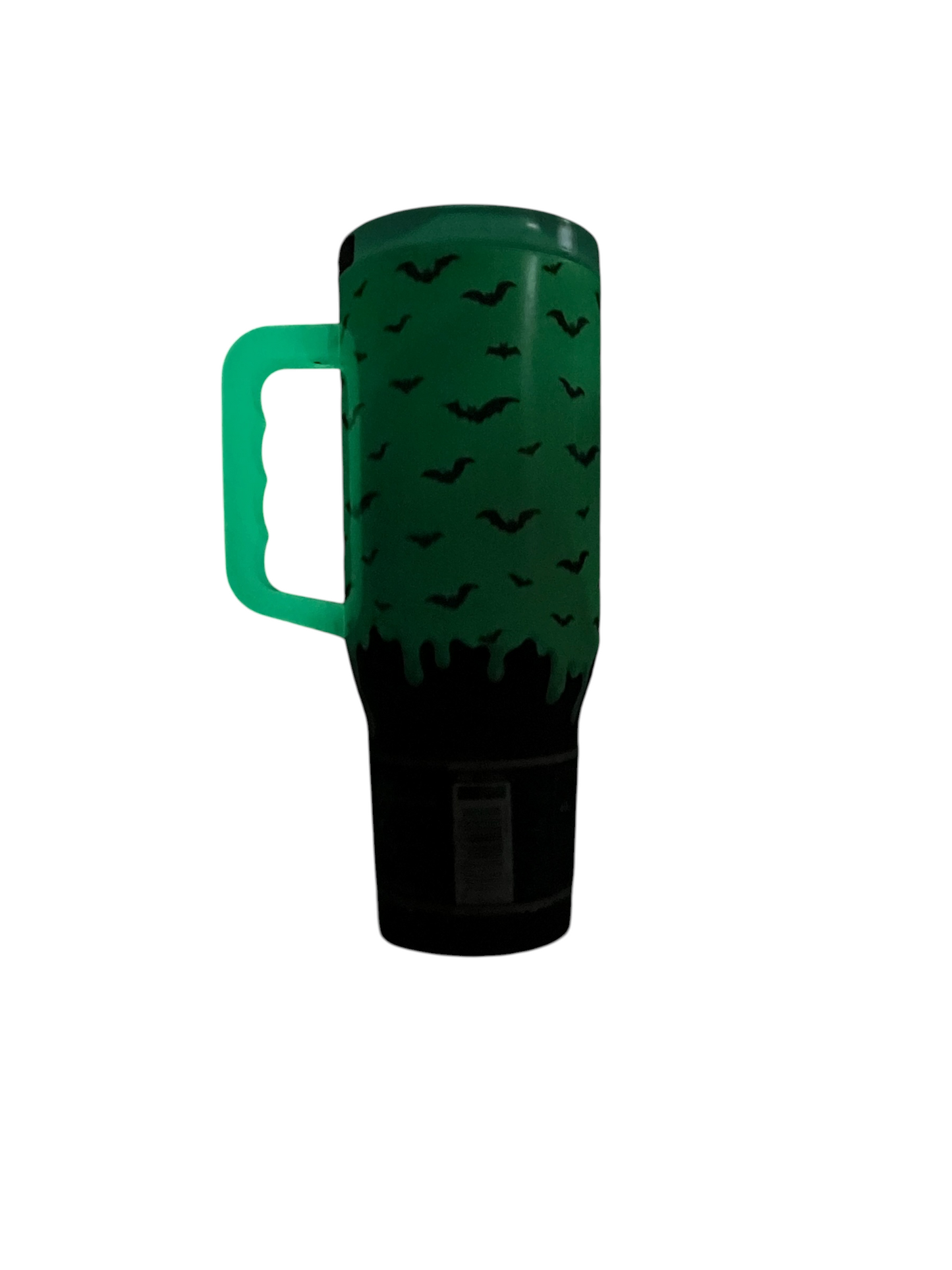 Buc-ee’s 2026 Glow-in-the-Dark Halloween 40 oz Tumbler with Handle – Green Bat Design