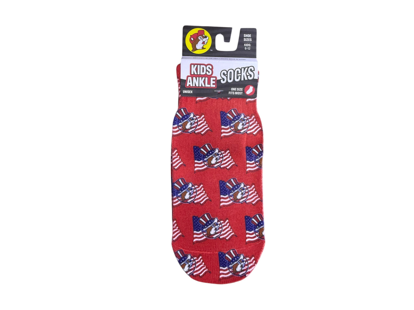 Buc-ee’s Patriotic Socks Collection – Kids & Adult Crew, Ankle & No-Show | Red White & Blue Beaver Socks