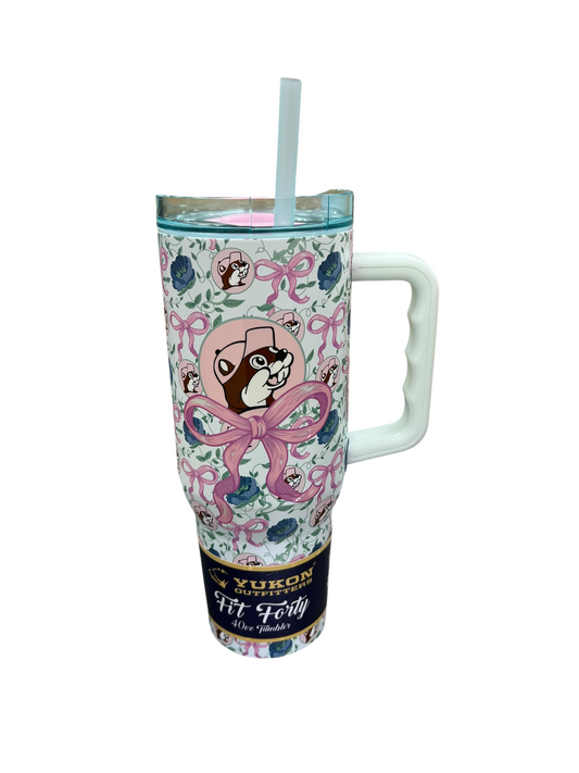 Buc-ee’s Floral Bow 40oz Tumbler with Handle & Straw – Yukon Outfitters Fit Forty