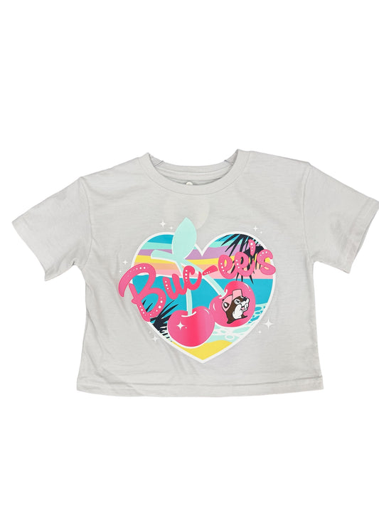 Buc-ee’s Girls Cherry Heart Graphic Tee – Youth Short Sleeve Shirt