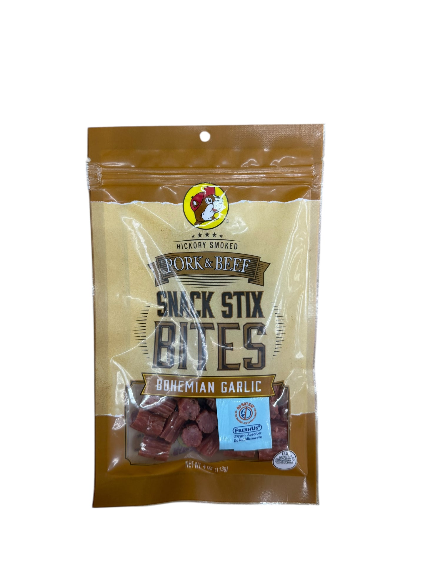 Buc-ee’s Hickory Smoked Pork & Beef Snack Stix Bites – 4 oz (Multiple Flavors)