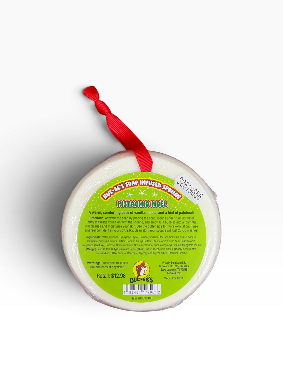 Buc-ee’s Christmas Soap-Infused Sponge – Peppermint Swirl & Pistachio Noël