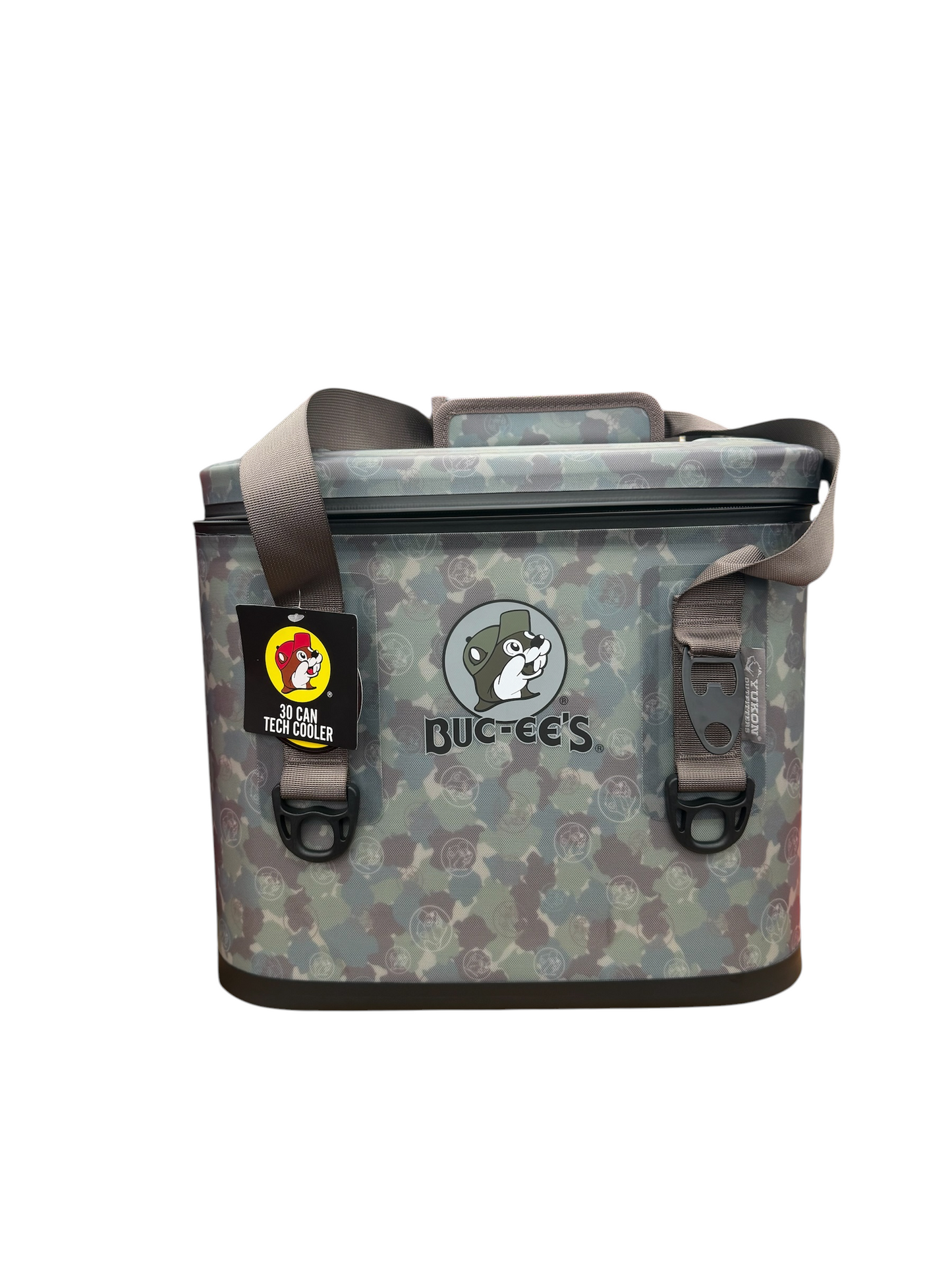 Buc-ee’s 30-Can Tech Cooler – Leakproof Soft-Sided Cooler with Waterproof Zipper – Available in Red or Camo
