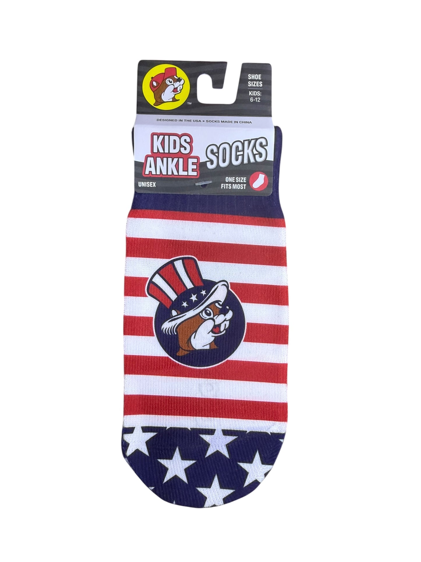 Buc-ee’s Patriotic Socks Collection – Kids & Adult Crew, Ankle & No-Show | Red White & Blue Beaver Socks