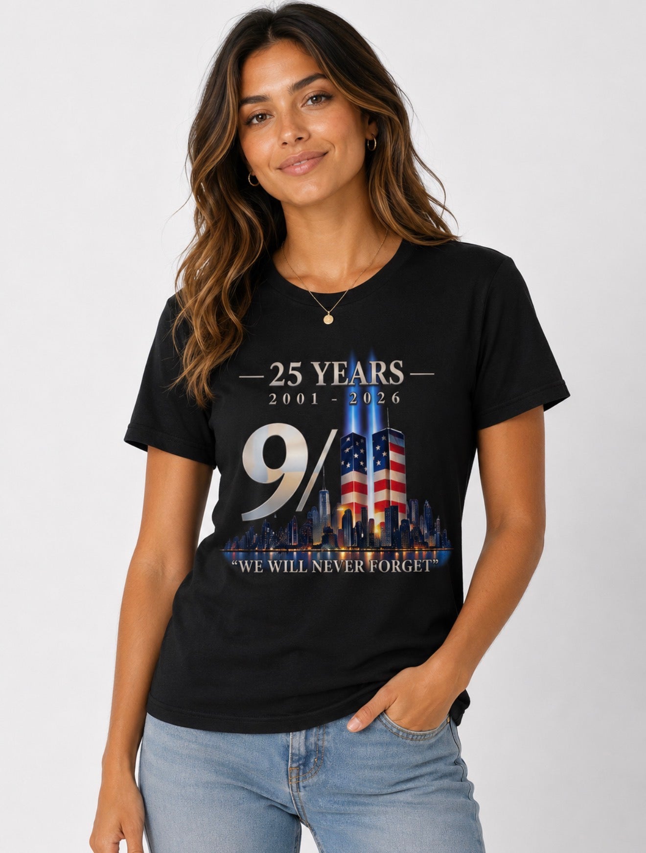 Never Forget 9/11 25th Anniversary T-Shirt – 2001–2026 Memorial Tribute Tee