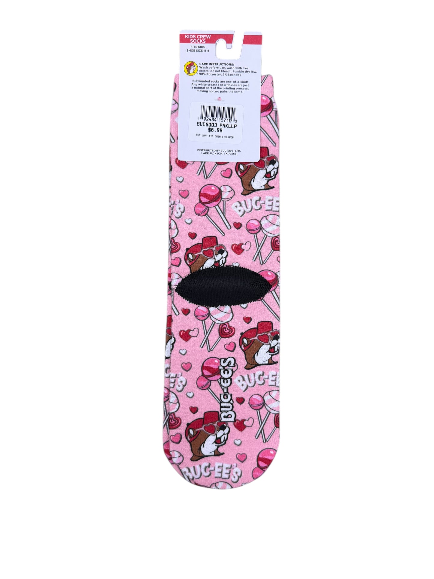 Buc-ee’s Valentine No-Show Socks – Hearts & Candy Design (Unisex)
