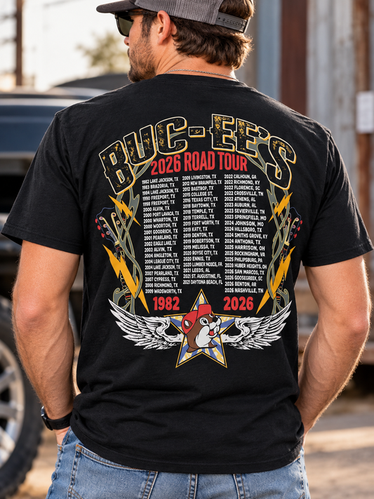 Buc-ee’s 2026 Road Tour Graphic T-Shirt – Black