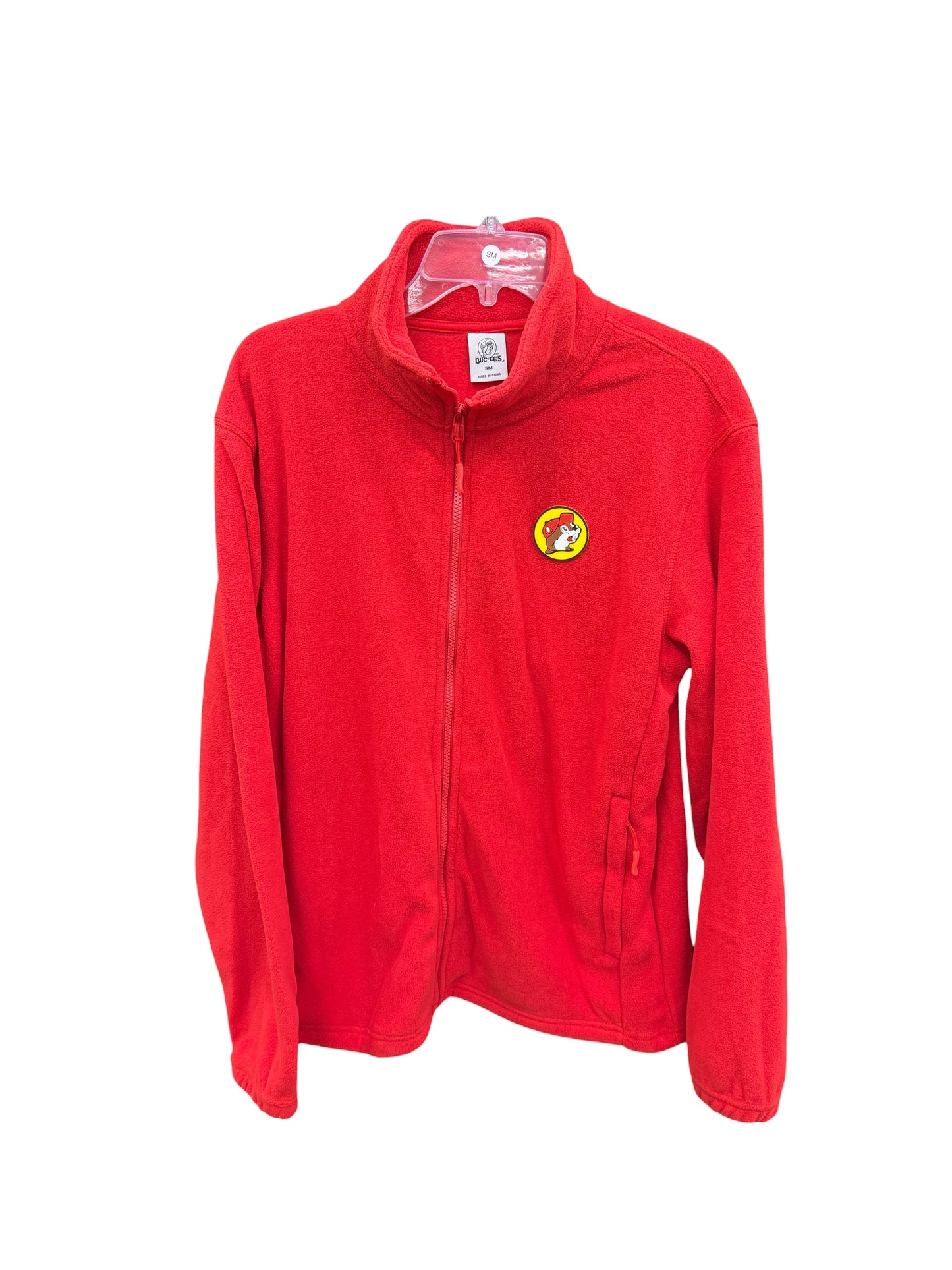 Buc-ee’s Red Fleece Full-Zip Jacket – Unisex Adult Beaver Logo Pullover Outerwear