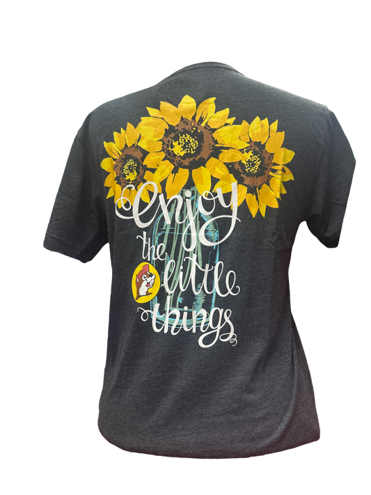 Buc-ee’s “Enjoy the Little Things” Sunflower Grey Tshirt