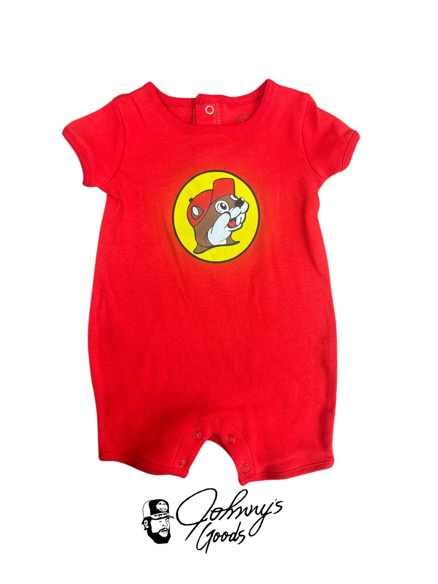 Buc-ee’s Red Logo Solid Button Onesie