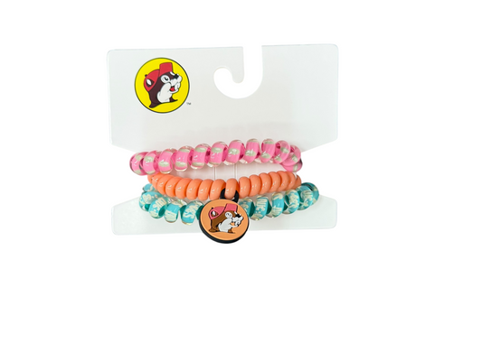 Buc-ee’s Coil Hair Ties – 3 Pack | No-Crease Spiral Hair Bands