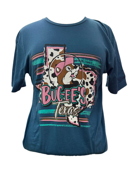 Buc-ee’s Navy Blue Texas Cow Print TShirt